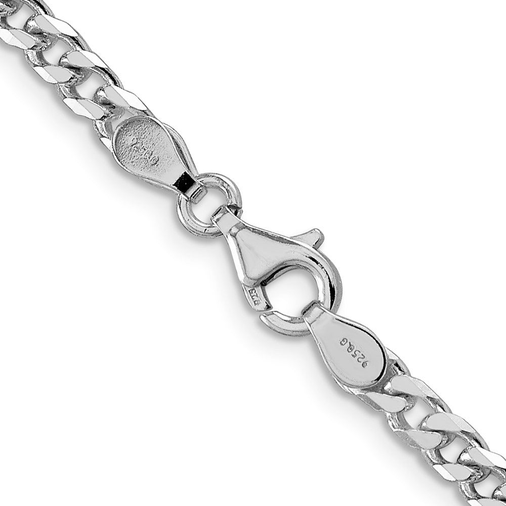 Sterling Silver Rhodium-plated Polished 3.5mm Curb Chain Necklace