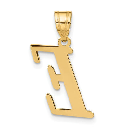 14k Yellow Gold Polished Letter E Initial Pendant for Women