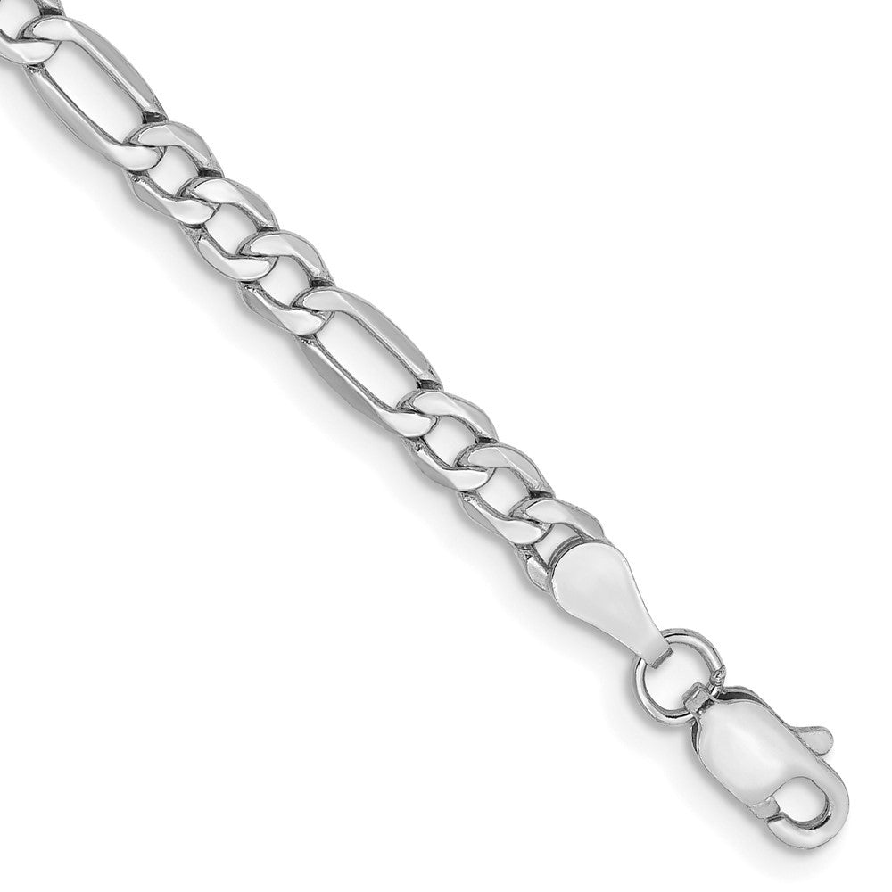 14K White Gold 8 inch 3.5mm Semi-Solid Figaro Bracelet