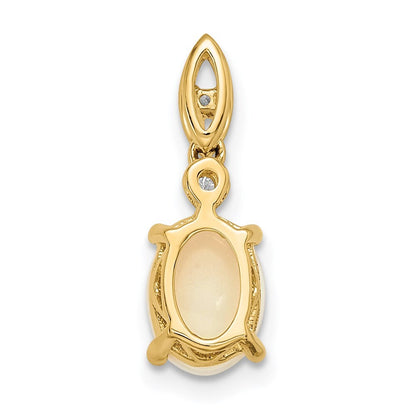 14k Yellow Gold Austrian Opal and Diamond Pendant for Women