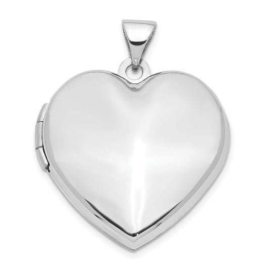 14k White Gold 21mm Heart Domed Family Locket Pendant for Women