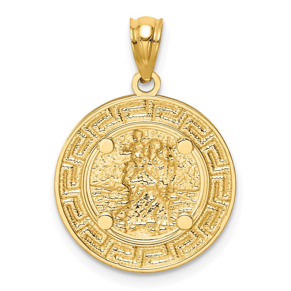 14k Yellow Gold  Rhodium St. Christopher Medal Pendant for Women