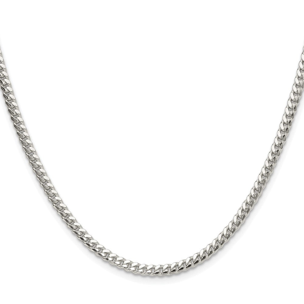 Sterling Silver Rhodium-plated Polished 3.4mm Domed Curb Chain Necklace