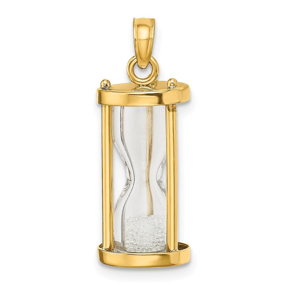 14k Yellow Gold Polished 3-D Plastic Hourglass w/ Beads Charm