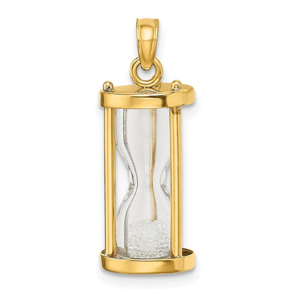 14k Yellow Gold Polished 3-D Plastic Hourglass w/ Beads Charm
