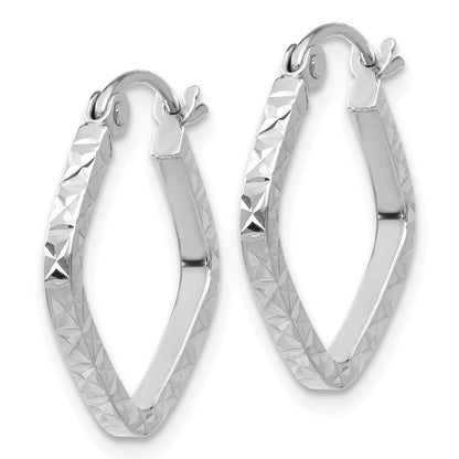 14K White Gold Diamond Cut Squared Hoop Earrings Gift for Women