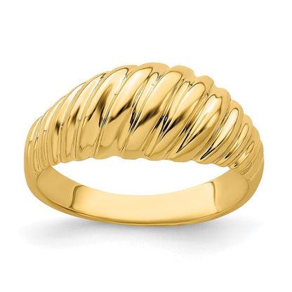 14K Yellow Gold Polished Shrimp Dome Ring Size 7
