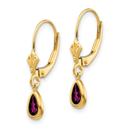 14k Yellow Gold 6x4mm Rhodolite Garnet/June Stud Earrings Gift for Women