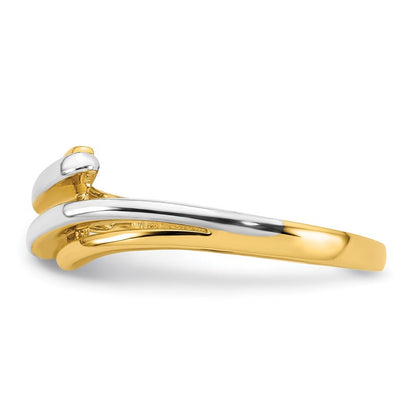 14K Yellow Gold w/ White Rhodium Polished Bypass Ring Size 7