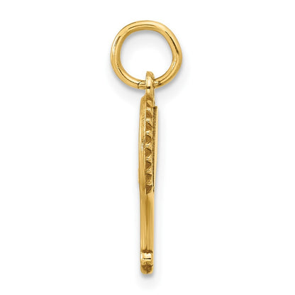 14k Two-tone Gold Fancy Hand Mirror Charm Pendant for Women