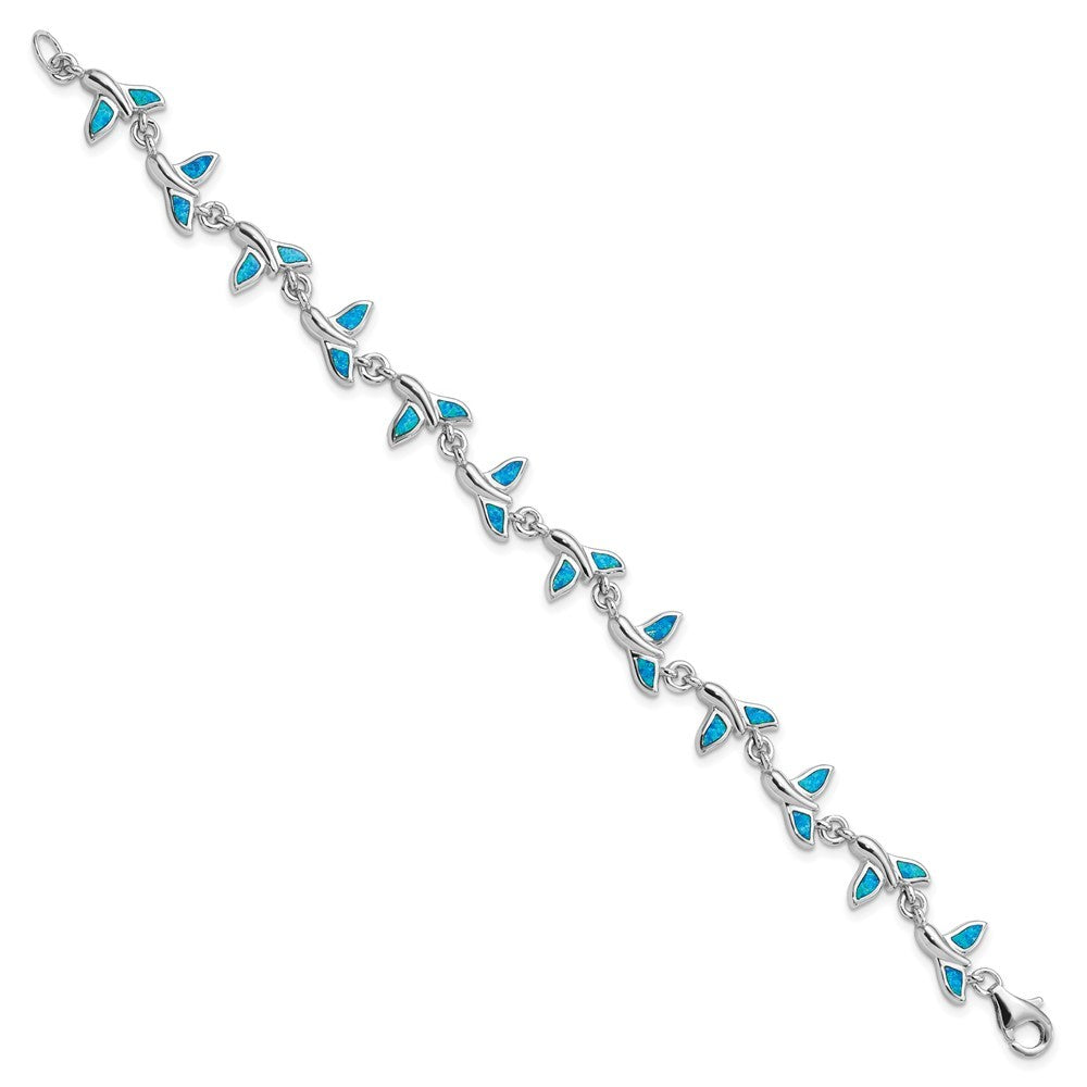 Sterling Silver Rhodium-Plated Whale Tail 7.75 inch Bracelet