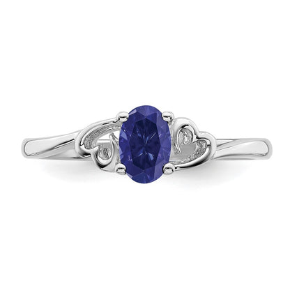 Sterling Silver Rhodium-plated Created Sapphire Ring