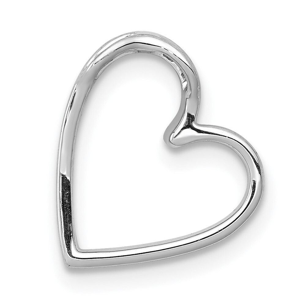 14k White Gold 1/10ct. Diamond Vintage Heart Chain Slide Pendant for Women