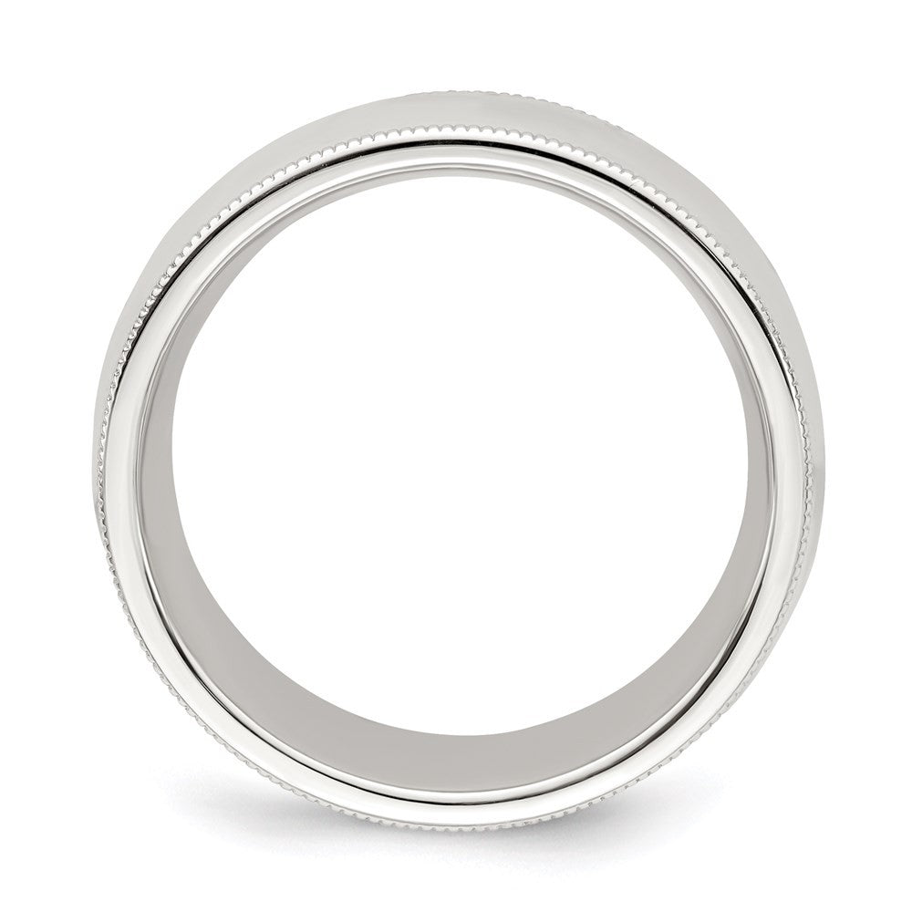 Sterling Silver 8mm Comfort Fit Half Round Milgrain Size 11.5 Band Ring