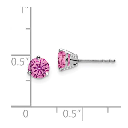 14k White Gold Round Created Pink Sapphire Stud Earrings Gift for Women