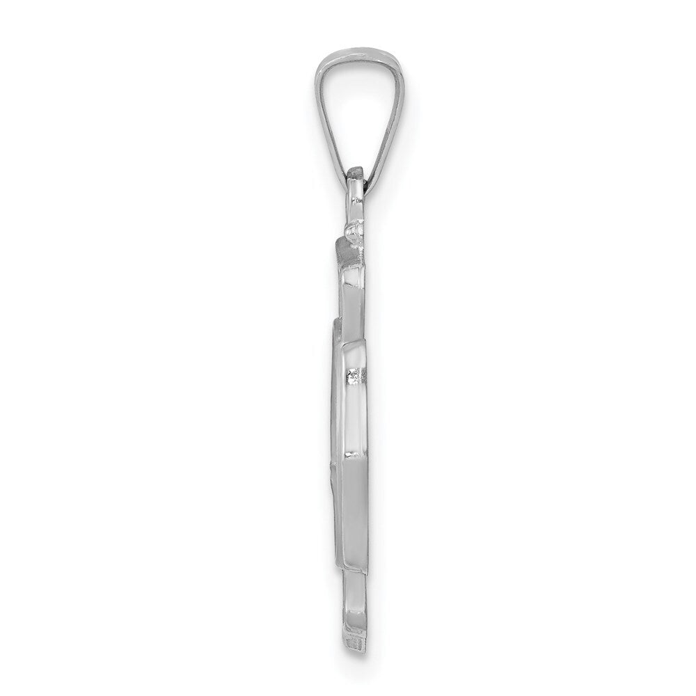 14k White Gold Polished and Satin St Florian Badge Pendant for Women