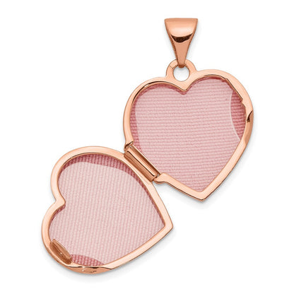 14k Rose Gold Diamond Polished 15mm Heart Locket Pendant for Women