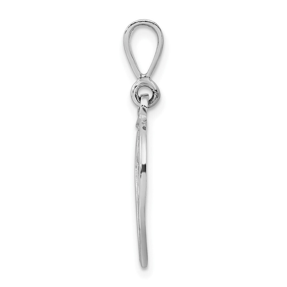 14k White Gold Solid Polished Script Filigree Letter V Initial Pendant for Women
