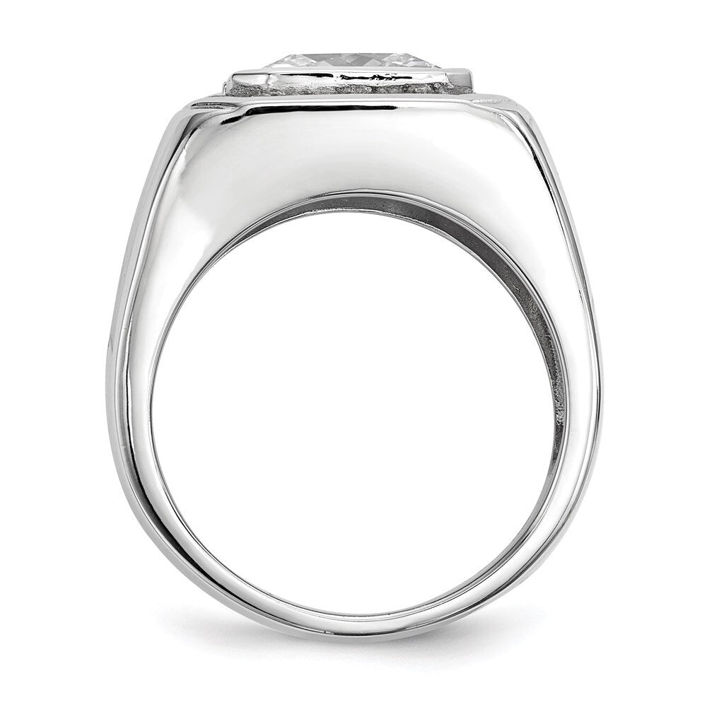Sterling Silver Rhodium-plated Mens Cubic Zirconia Ring Size 9