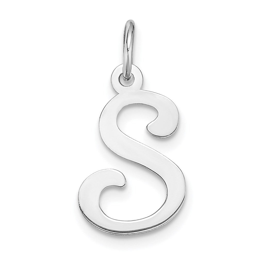 14k White Gold Script Letter S Initial Charm Pendant