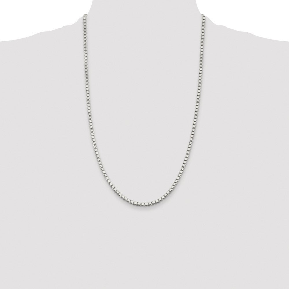Sterling Silver Rhodium-plated 3mm Box Chain