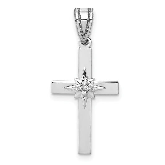 14k White Gold .01ct Diamond Cross Pendant for Women