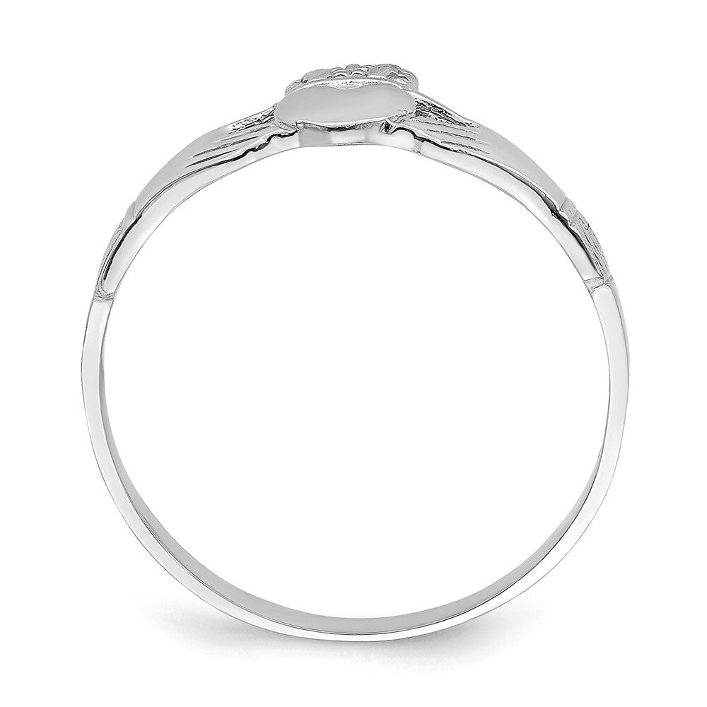 14k White Gold Polished Claddagh Ring Size 7