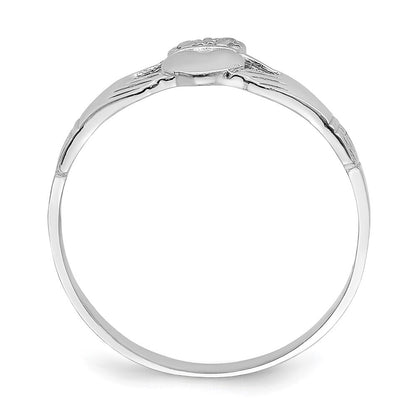 14k White Gold Polished Claddagh Ring Size 7
