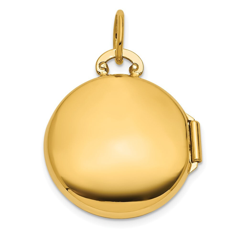 14k Yellow Gold and White Rhodium Polished Diamond 16mm Round Locket Pendant