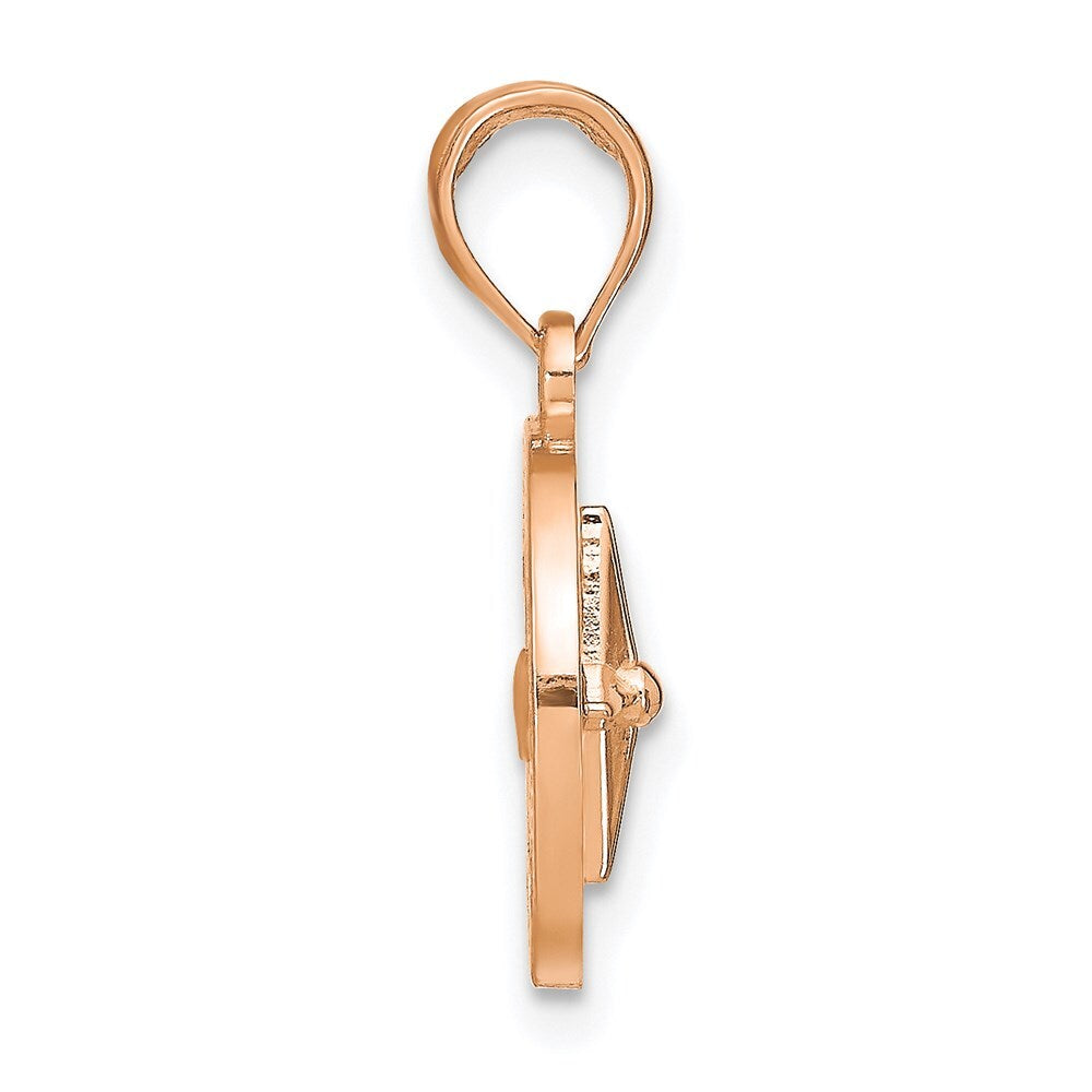 14K White and Rose Gold Rose and Medium Nautical Compass Pendant for Women