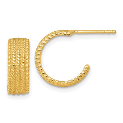 Sterling Silver Gold-tone Polished And Textured C-Hoop Earrings