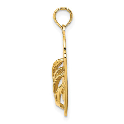 14k Yellow Gold 3D Large SEA ISLE Double Flip-flop Charm Pendant for Women