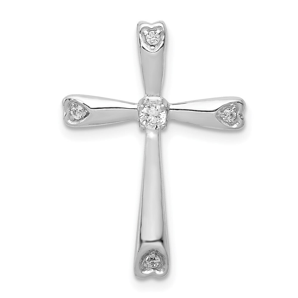 14k White Gold 1/10ct. Diamond Cross Chain Slide Pendant for Women