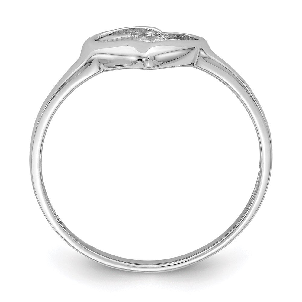 Sterling Silver Rhodium Plated Cubic Zirconia Heart Ring Size 7
