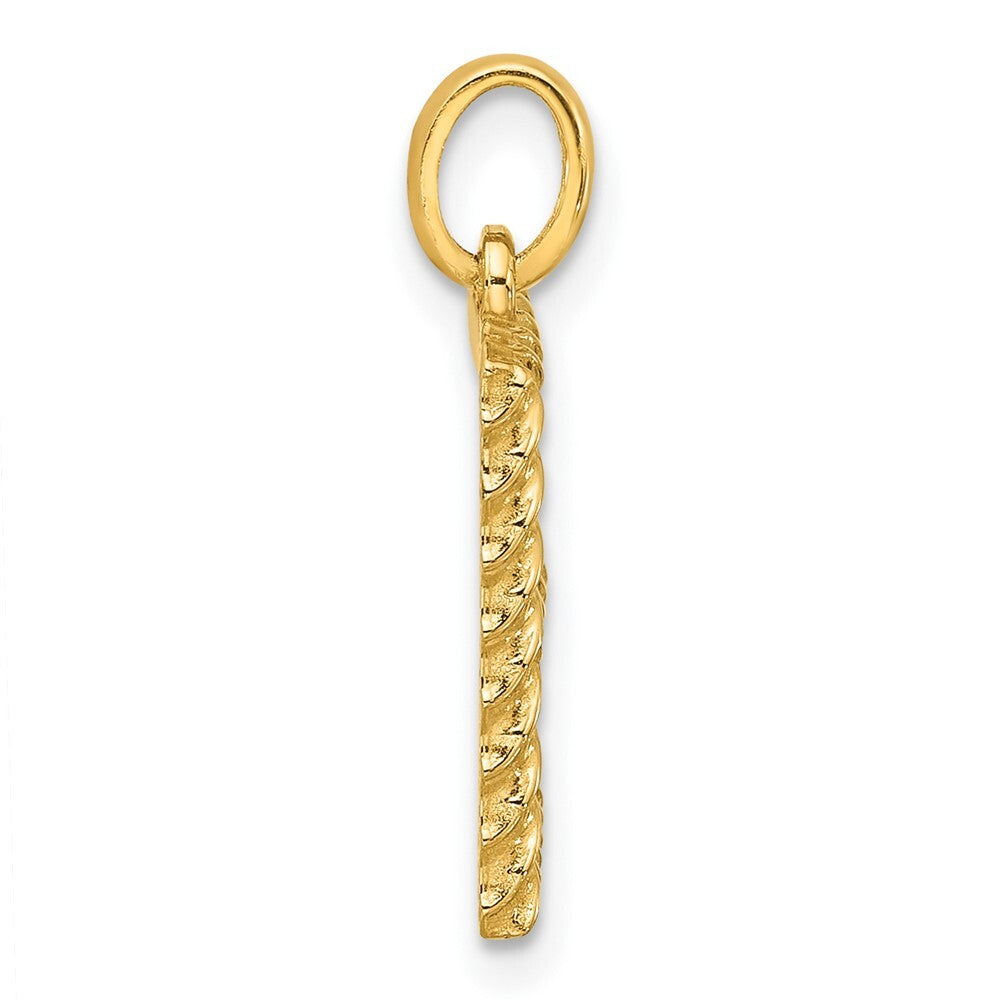 14k Yellow Gold Fancy Twist Letter E Pendant for Women