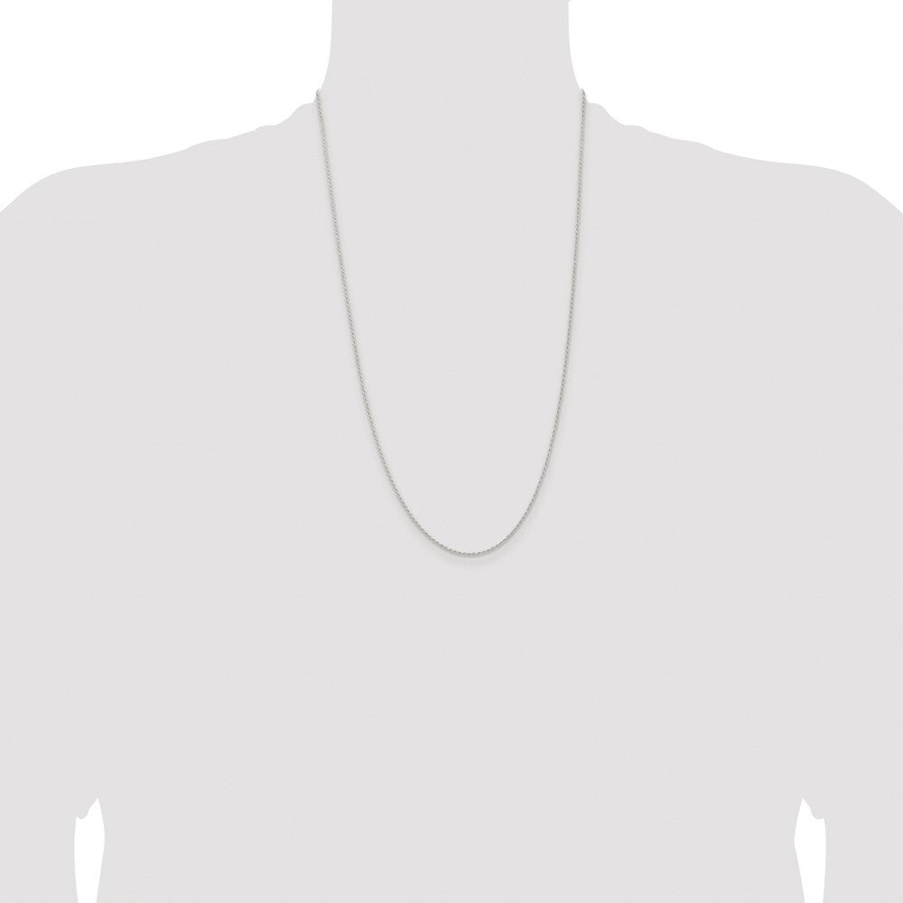 Sterling Silver Rhodium-plated 1.3mm Solid Rope Chain