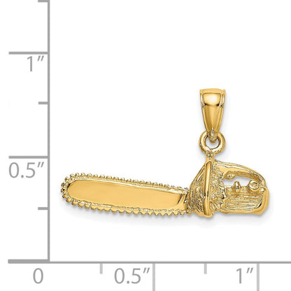 14k Yellow Gold 3-D Small Chain Saw Charm