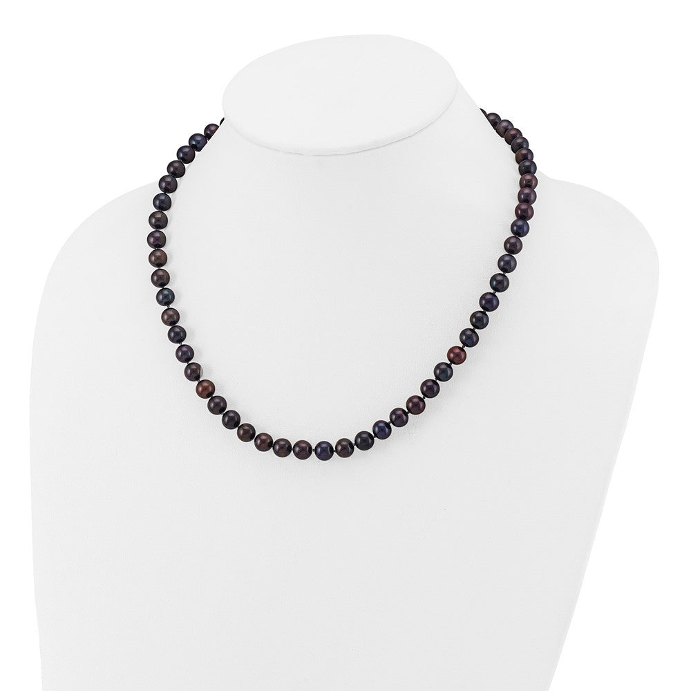 14k Yellow Gold 7-8mm Black Freshwater Cultured Pearl 18 inch Necklace