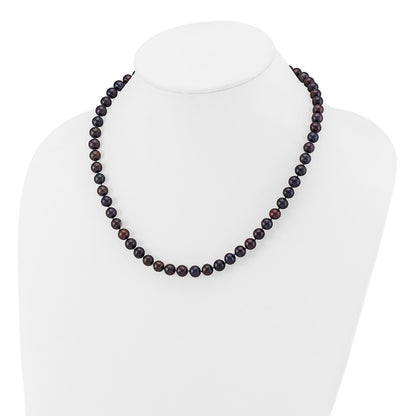 14k Yellow Gold 7-8mm Black Freshwater Cultured Pearl 18 inch Necklace