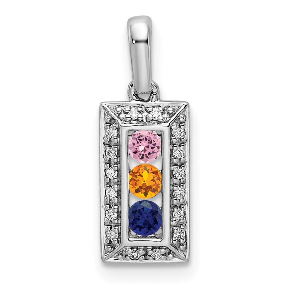 14k White Gold Family Jewelry Diamond Semi-Set Pendant