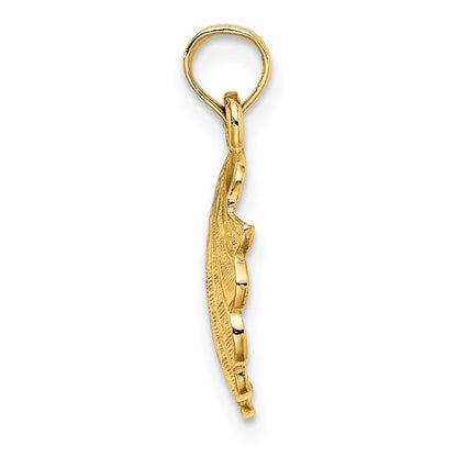 14k Yellow Gold Scallop Shell Charm Pendant