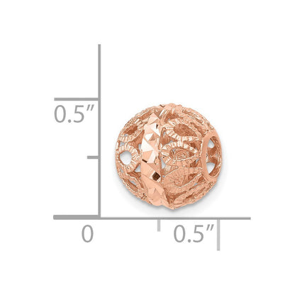 14k Rose Gold Diamond-cut Filigree Ball Chain Slide