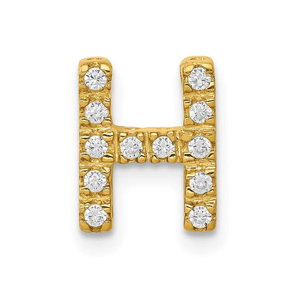 14k Yellow Gold  Diamond Letter H Initial Charm