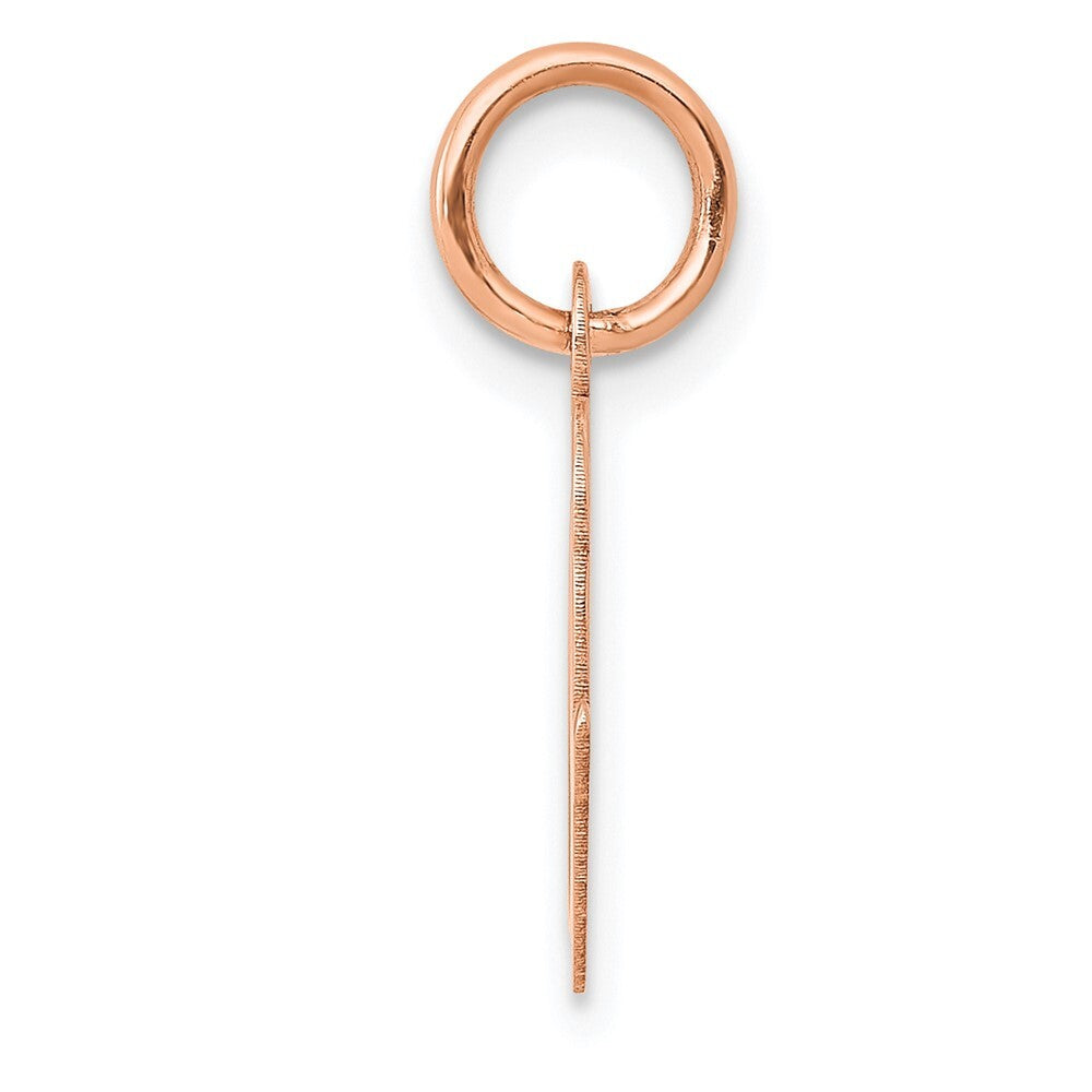 14k Rose Gold Small Script Letter O Initial Charm Pendant for Women