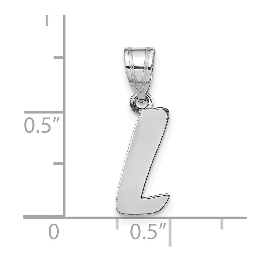 14k White Gold Polished Script Letter L Initial Pendant for Women