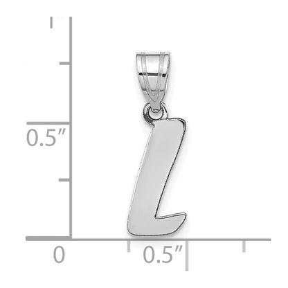 14k White Gold Polished Script Letter L Initial Pendant for Women