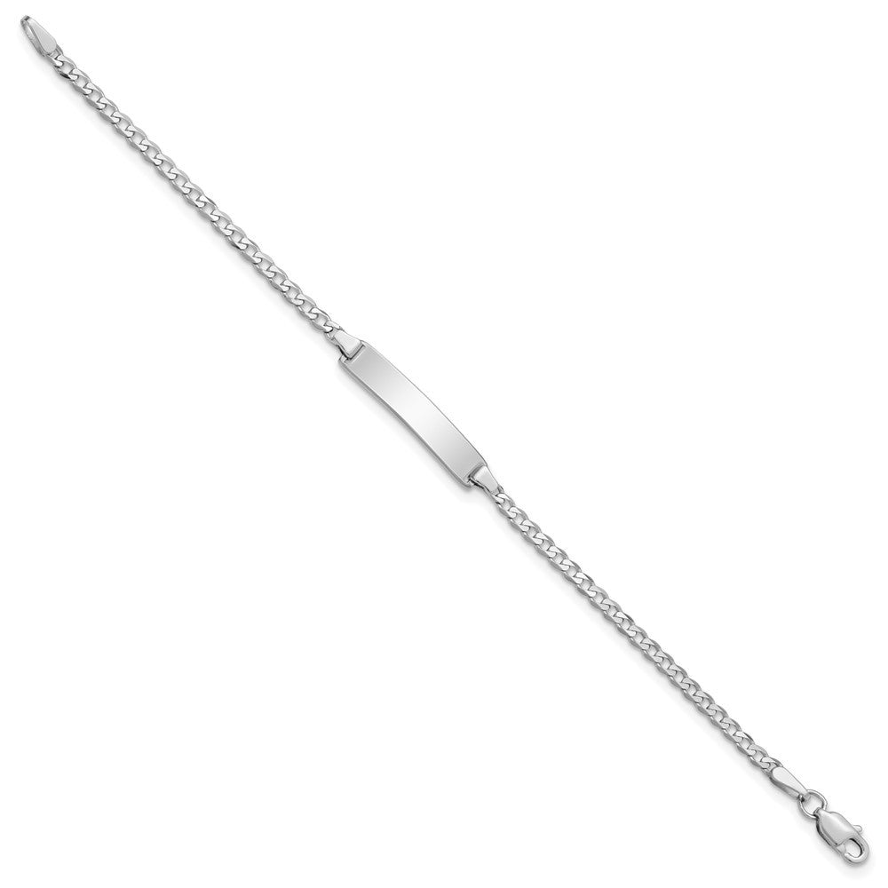 14k White Gold Solid Chain Flat Curb Link 20x4.2mm Plate 6" ID Bracelet