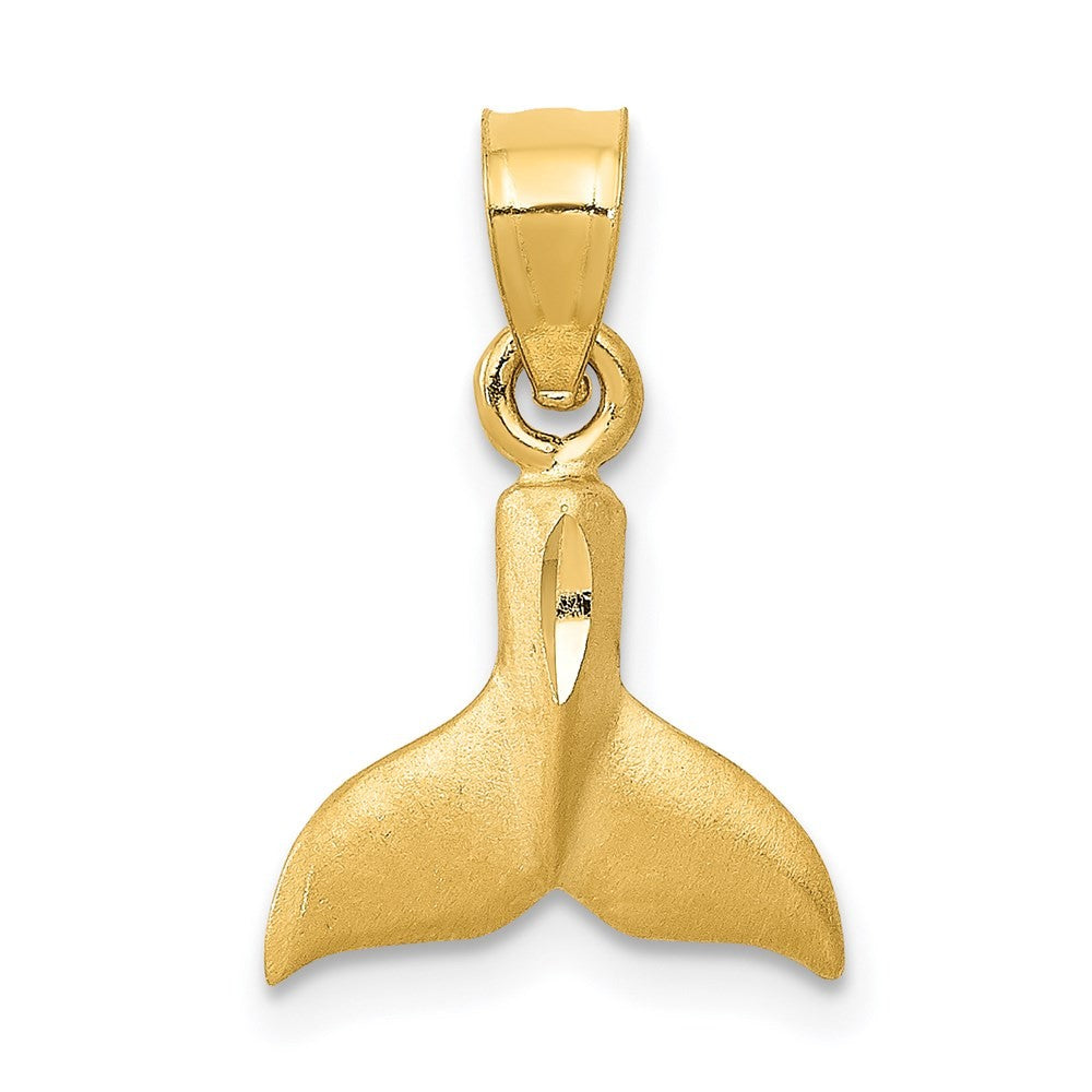 14k Yellow Gold 3D Whale Tail Pendant