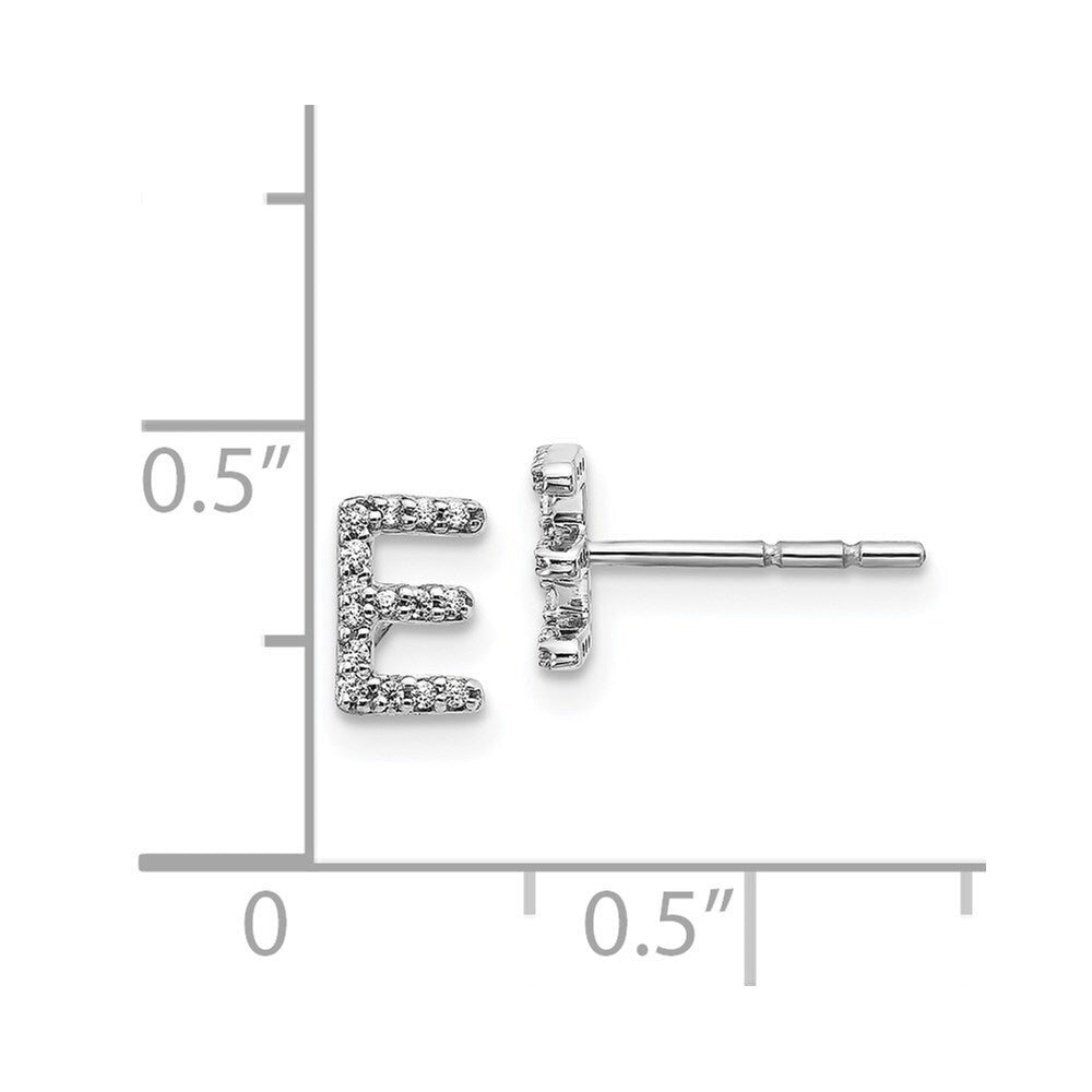 14k White Gold Diamond Initial E Stud Earrings Gift for Women