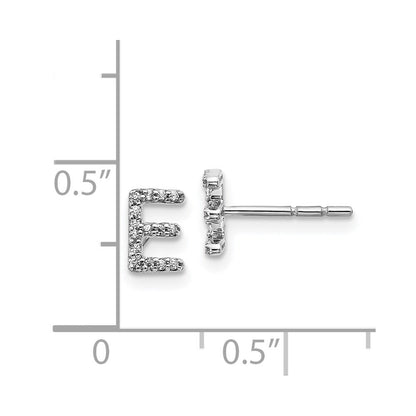 14k White Gold Diamond Initial E Stud Earrings Gift for Women